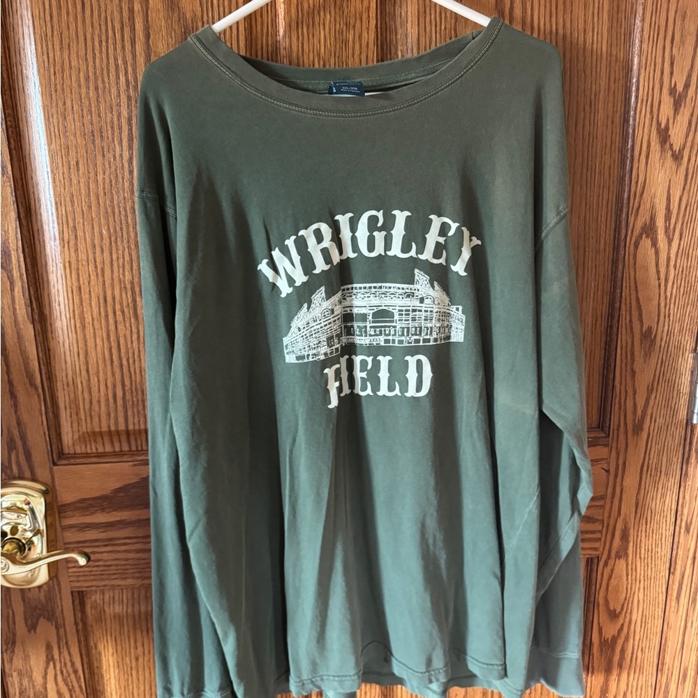Wrigley Field Olive Long Sleeve Men's Tee